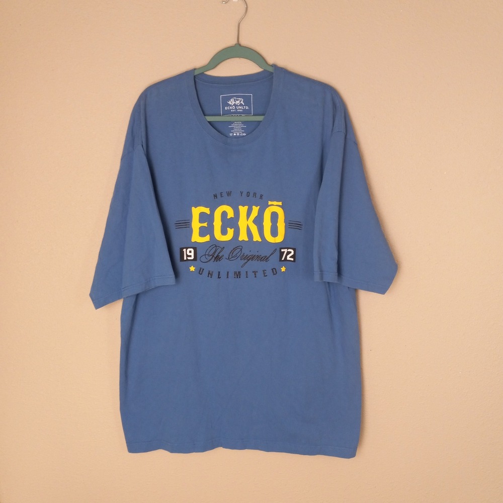 Ecko Unltd Mens Graphic T-Shirt Blue New York Unlimited 1972 Streetwear XXL